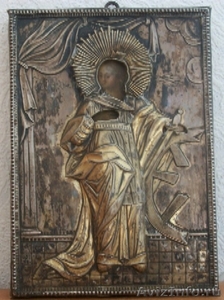 картина Екатерина Вторая (дерево,масло,серебро,позолочение) 1818 года аналога не - Изображение #5, Объявление #1354972